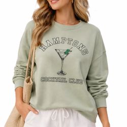 Green Envelope Hamptons Cocktail Club Sweatshirt XL Sage Graphic Top Designer