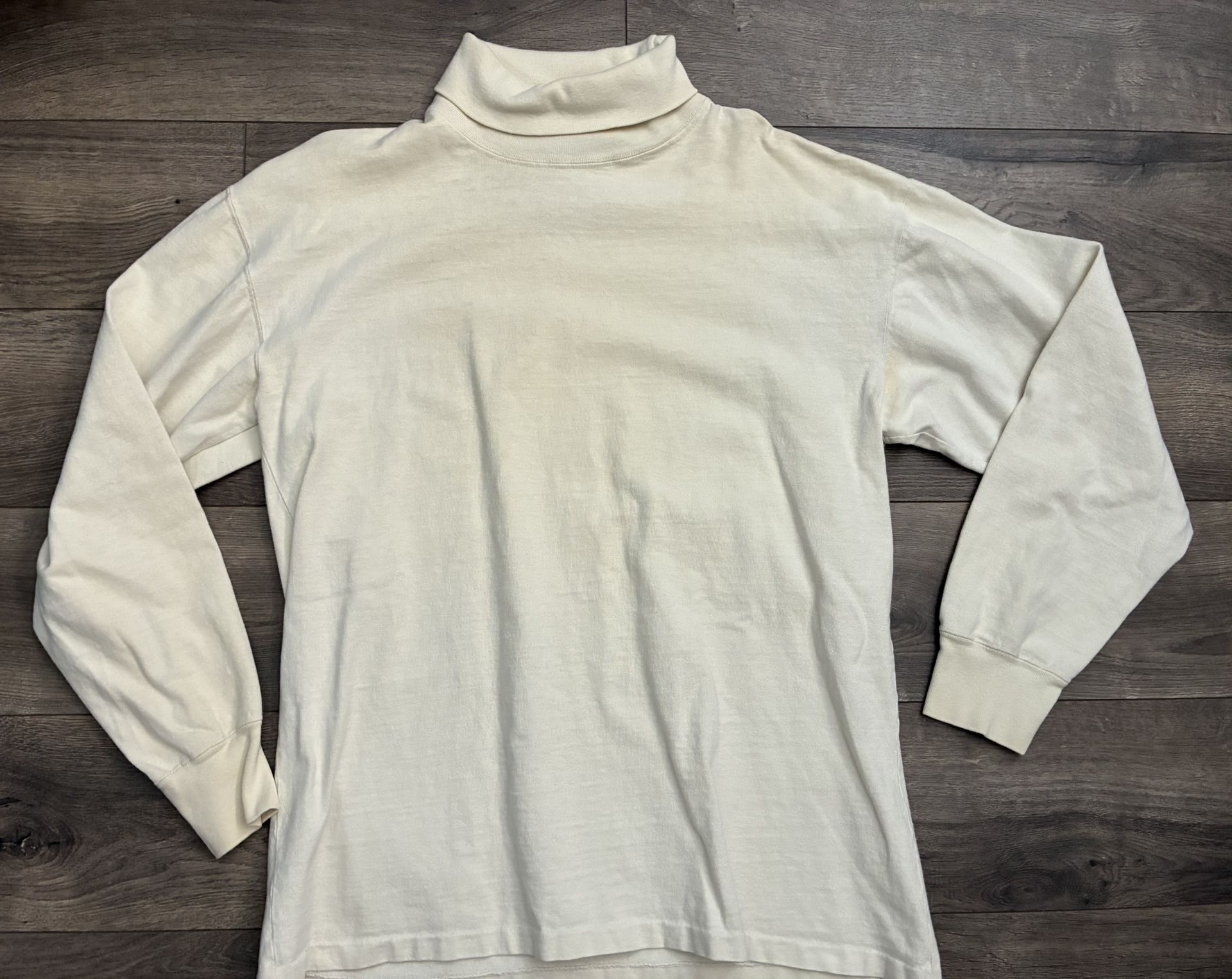 Vintage Banana Republic Beige Turtle Neck Long Sleeve T-shirt Rare 80s USA Made