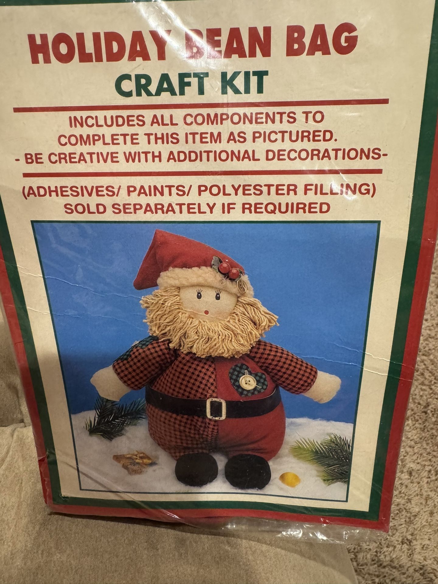 NIP Vintage - DanDee Homespun Creations Holiday Bean Bag Craft Kit - Santa 