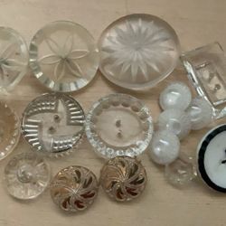 Vintage Glass & Lucite/Plastic Buttons For Sewing Or Crafting
