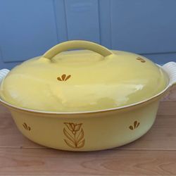 Dru Holland Yellow Tulip Enamel Cast Iron Pot