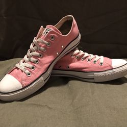 Pink Lace Up Converse Mens8.5/Woman 10.5
