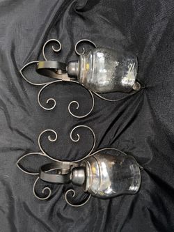 Scroll Wall Sconces (2) With Glass Jars