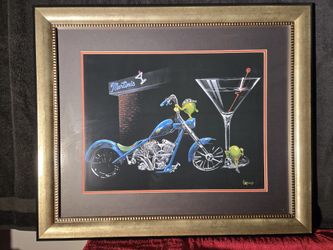 Framed Vintage Motorcycle Art