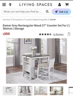 Living Spaces Counter Height Dining Table Set + 2 Chairs