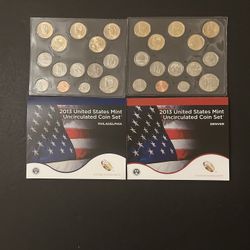 Coins - Uncirculated 2013 Mint Set in Original Mint Packaging - 14 Philadelphia Coins and 14 Denver Coins – Total 28 Coins $33 