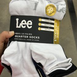 NWT Lee Men's Athletic Quarter Socks - 20 Pack