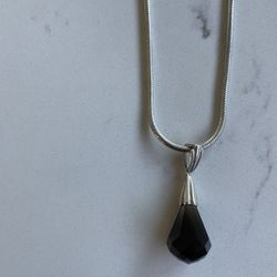 925 Silver Snake Necklace and Brown Topaz Pendant