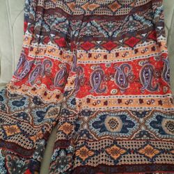 New With Tags BOHO Wide-leg Pants Size L