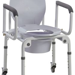 Commode On Wheels  Drop Arm New New New 