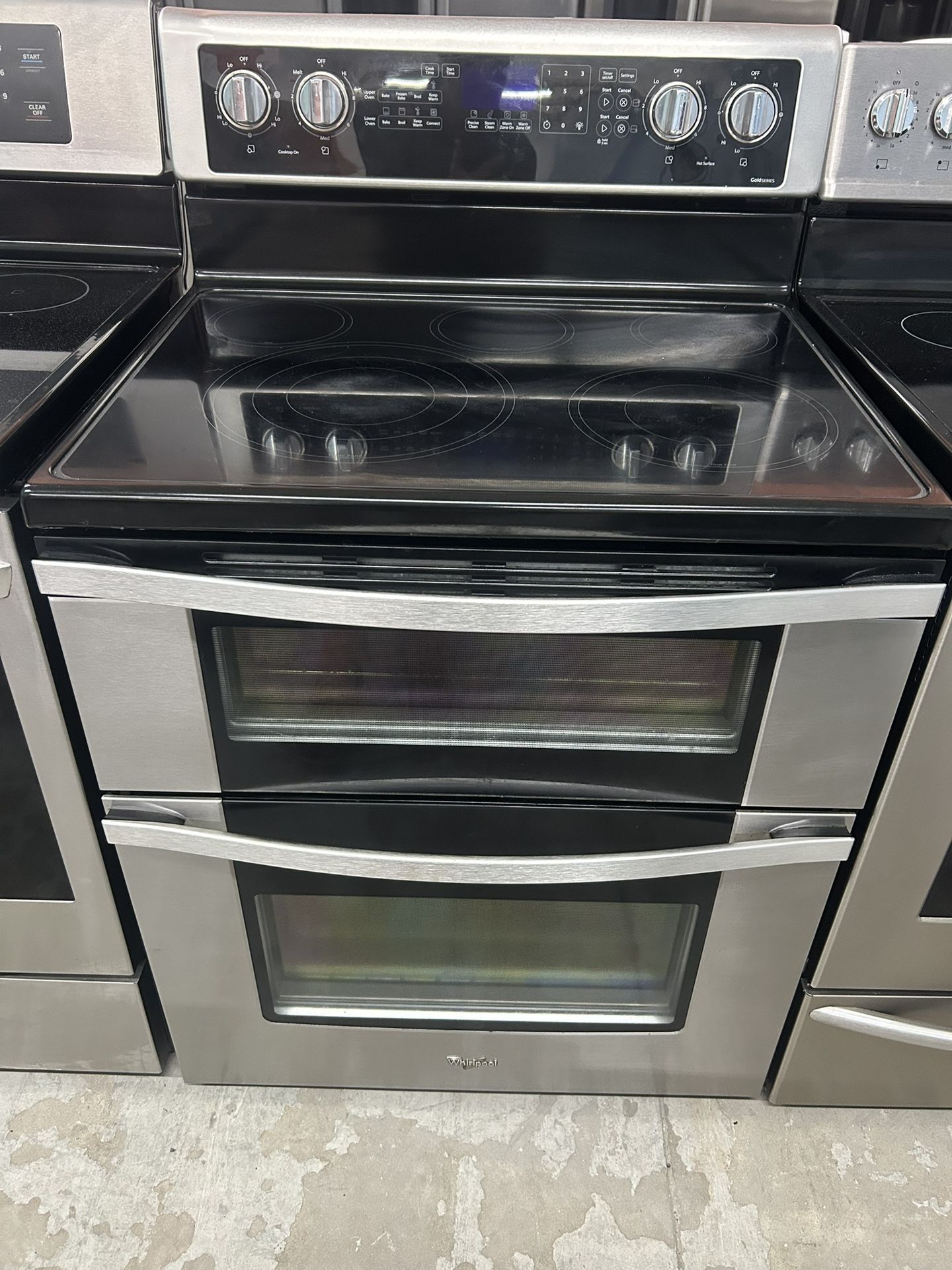 5 Burner Stainless Glass Top Stove With 2 Ovens 