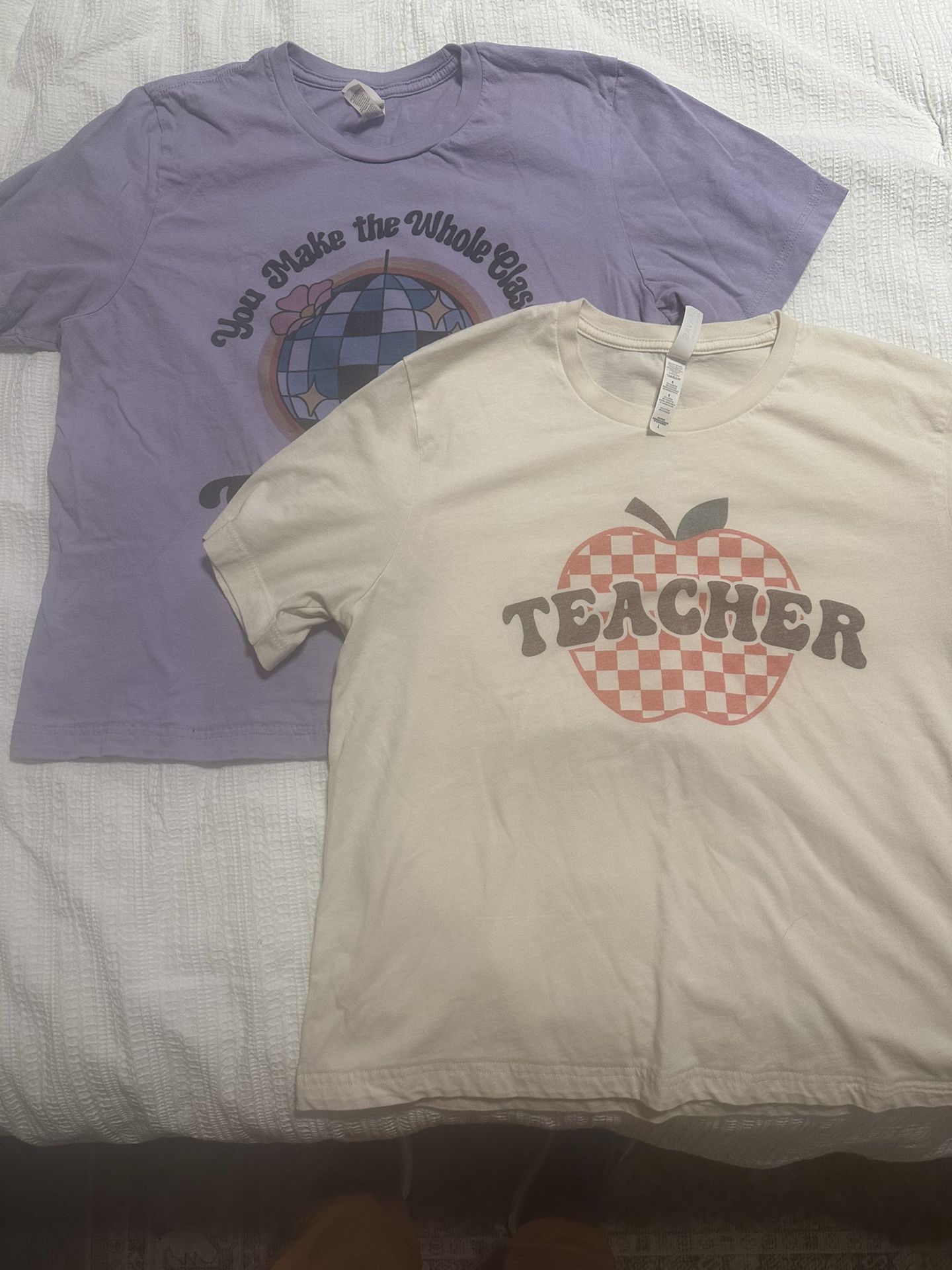 Two Teacher shirts Size L