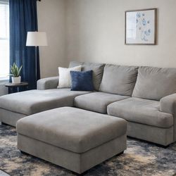 🛋️ Gray Sectional Sofa with Ottoman – $250