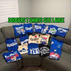 MLB Mitchell And Ness Primitive Nike Fanatics New Era Los Angeles Dodgers Adult T Shirts Size Large 