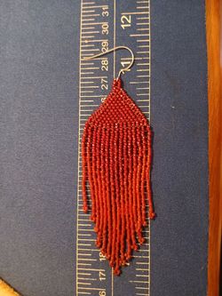 Fringe Earrings - Red