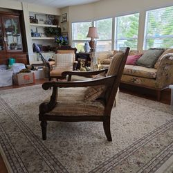 Upholstered Chair Solid Heavy Wood Frame.