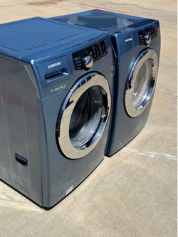 Blue color Front load Samsung washer and dryer electric. working  perfectly. extra for delivery. same day delivery and installation available