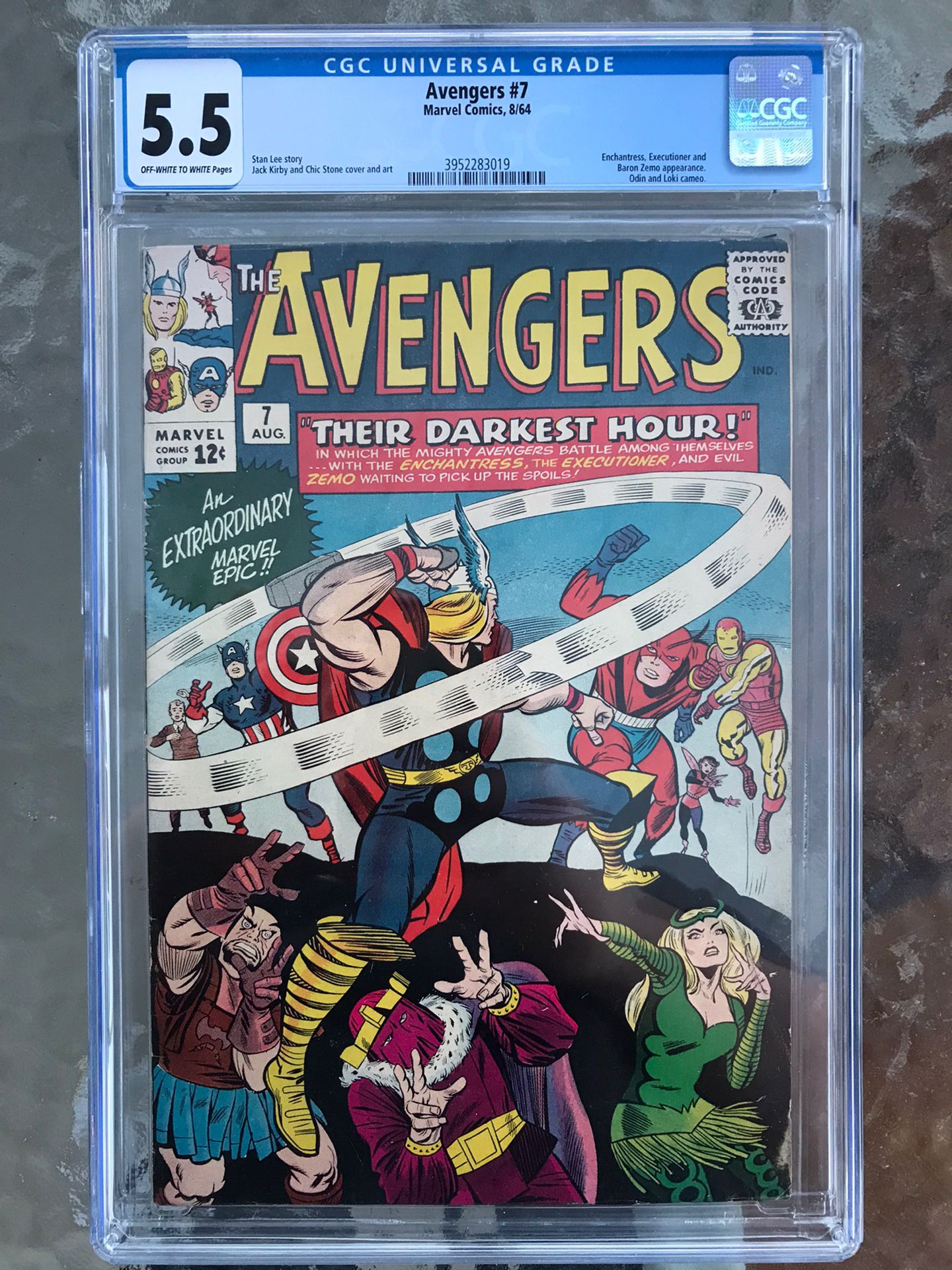 Avengers #7 (1964) CGC 5.5 — O/w to White; Baron Zemi, Enchantress; Executioner