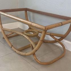 Rectangular Bent Rattan / Bamboo Coffee Accent Table