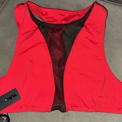 Tavik swimwear bikini top size M  red with black mesh New