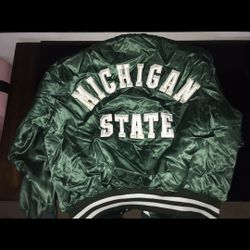 Michigan State Vintage 90s Satin Jacket Men Sz XXL (fits like XL)