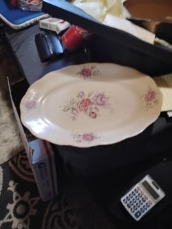 Vintage Favolina Poland Floral Design Serving Dish with Gold Trim