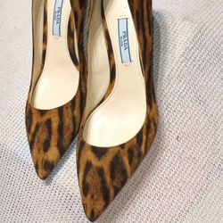 PRADA BROWN SUEDE LEOPARD SIZE 36 MADE IN ITALY LIKE NEW W/O BOX