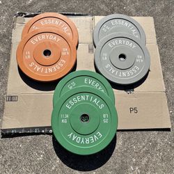 100 Pound 2” Olympic Bumper Weight Plate Set (2x25, 2x15, 2x10)