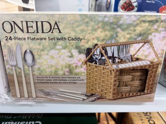 Oneida 24-Piece Flatware Set with Caddy – Silverware Set