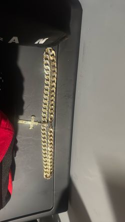Gold-Tone Cuban Link Chain with Cross Pendant