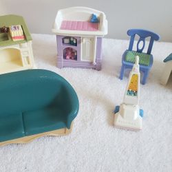Vintage Fisher Price Loving Family dollhouse furniture Lot