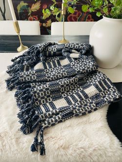Threshold geometric navy blue throw-new
