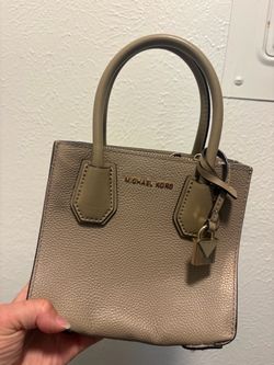 Michael Kors Mercer Medium Leather Satchel Crossbody | Taupe + Strap