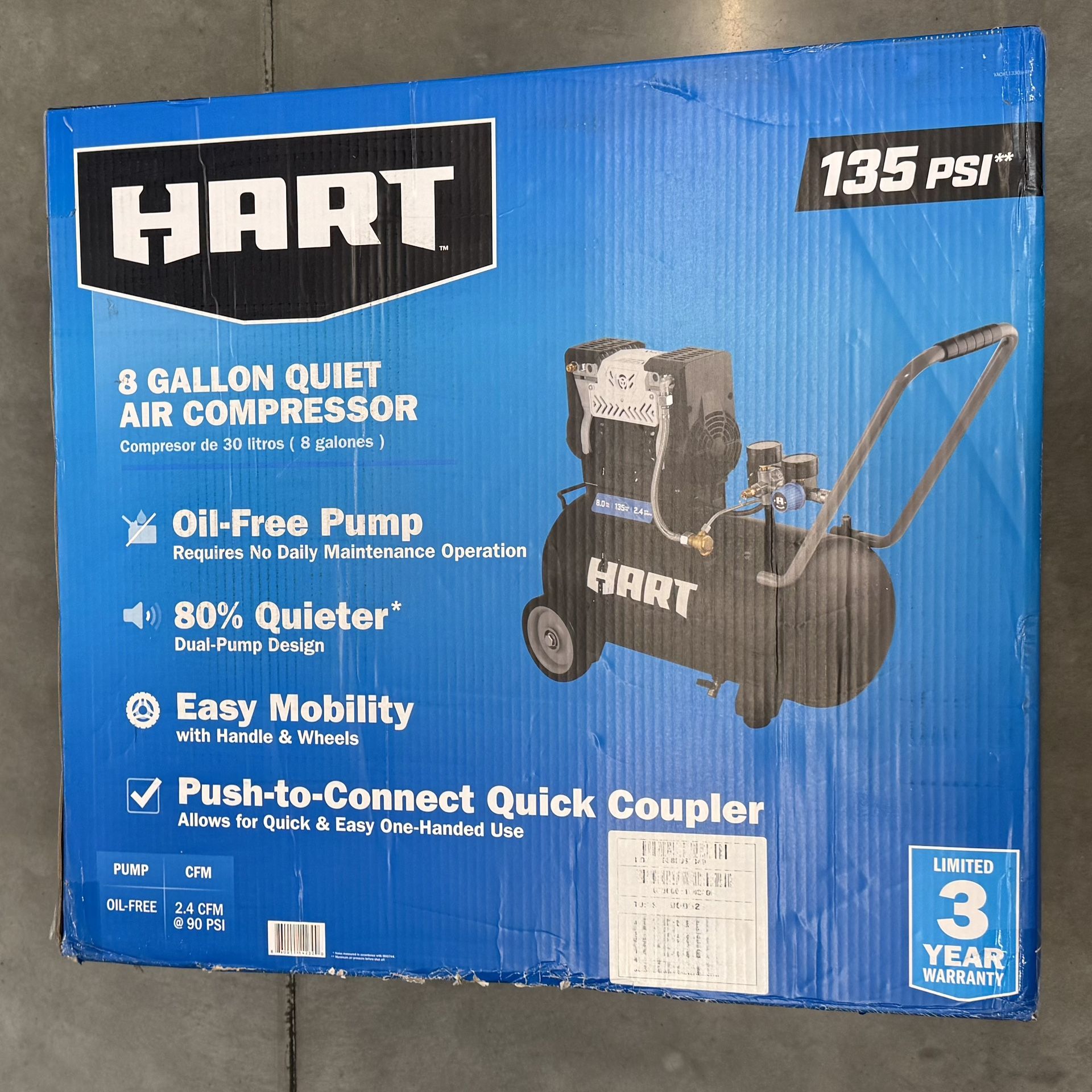 135 PSI Oil-Free Electric Air Compressor 8 gal (Brand New)