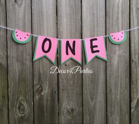 One in a Melon “ONE” Banner - Melon Highchair Banner