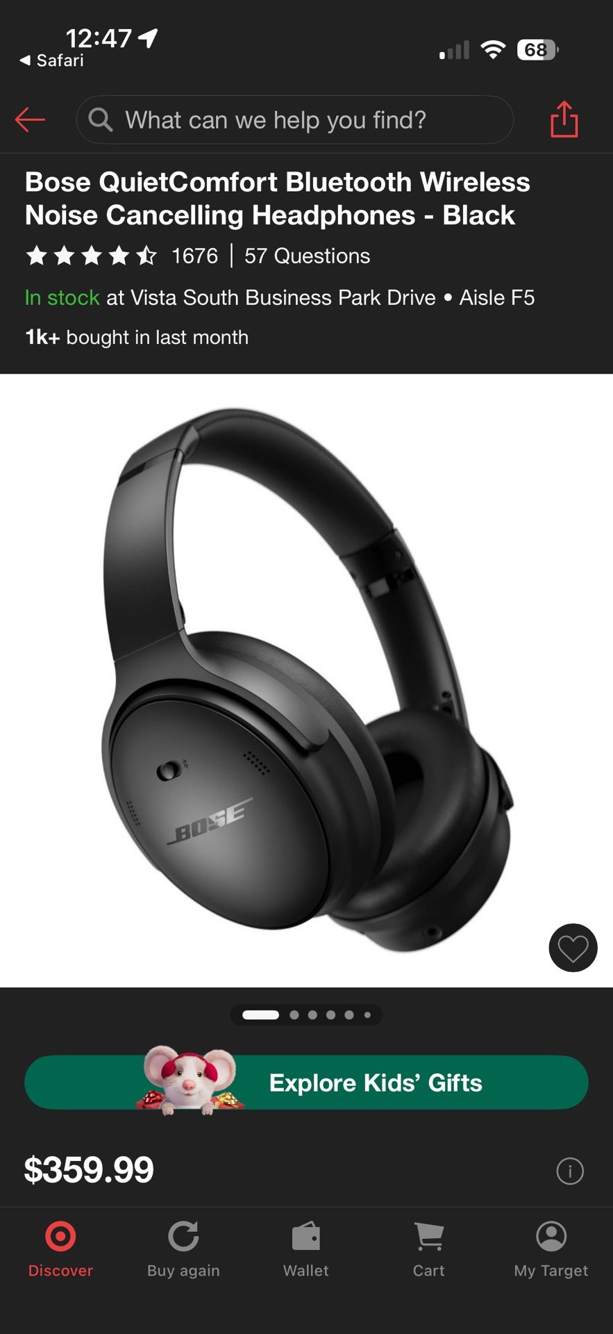 Bose QuietComfort Bluetooth Wireless Noise Cancelling Headphones - Black