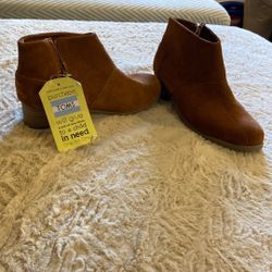 LADIES NEW BROWN SUEDE TOM ANKLE BOOTS 