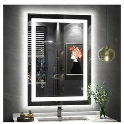 ODDSAN 28x36 LED Mirror for Bathroom, Lighted Vanity Mirror for Wall, Dimmable, Anti-Fog, Shatter-Proof, ETL Listed (Front Lights + Backlit)

