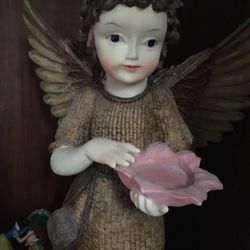 Antique  Angel Statue   Candle Holder Tea Light