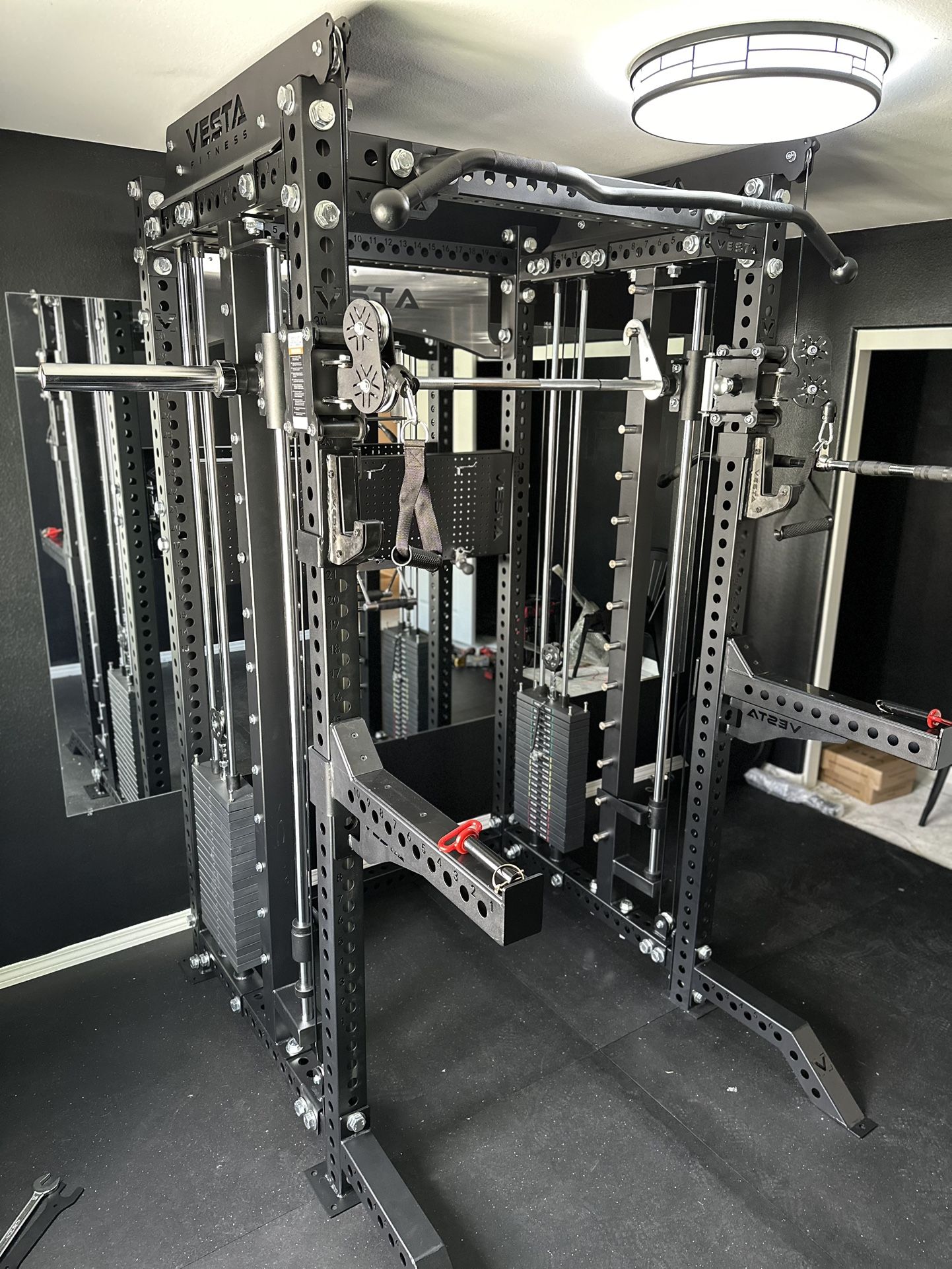 PRO SERIES Ultimate Half Rack Functional Trainer w/Smith Machine Bar | 400lb Stack | Gym Equipment | Fitness | Commercial | Squat Rack