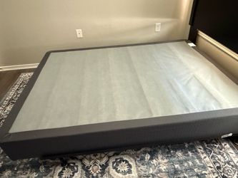 Selling Queen-sized wooden headboard, metal frames with Box springs