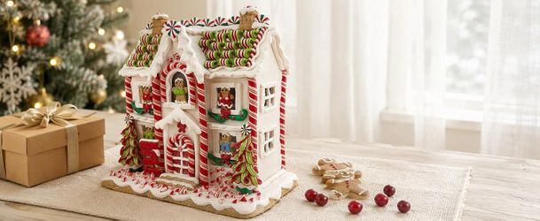10 inch light up gingerbread house christmas decor