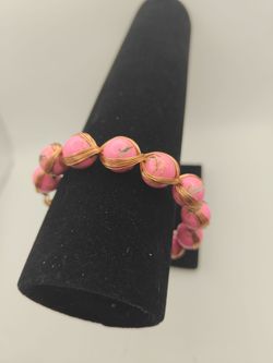 Pink Turquoise Wire Wrapped Bracelet