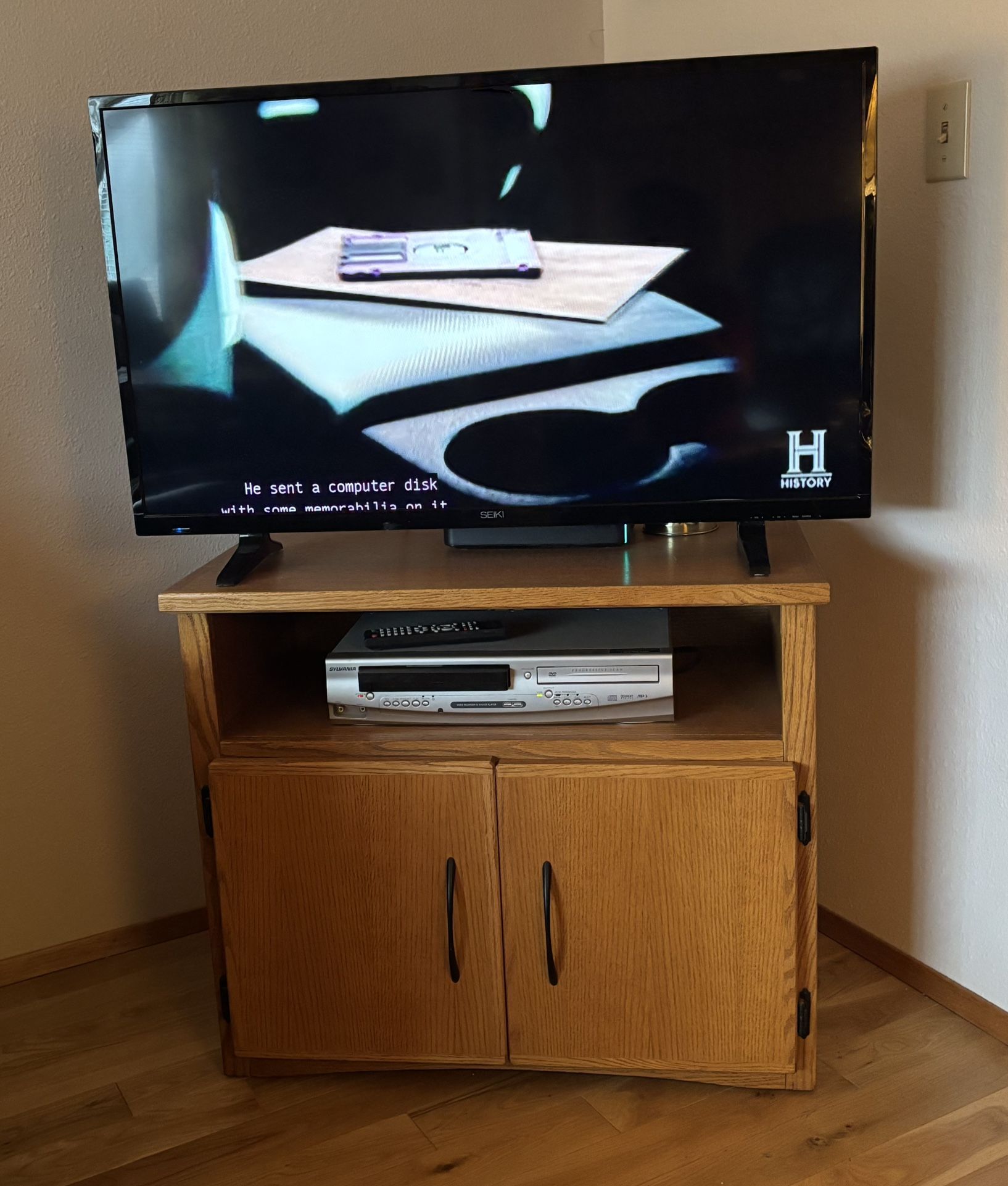 Oak Wood Heavy TV Media Stand $75