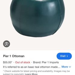 Pier 1 Teal Ottaman - Real Leather