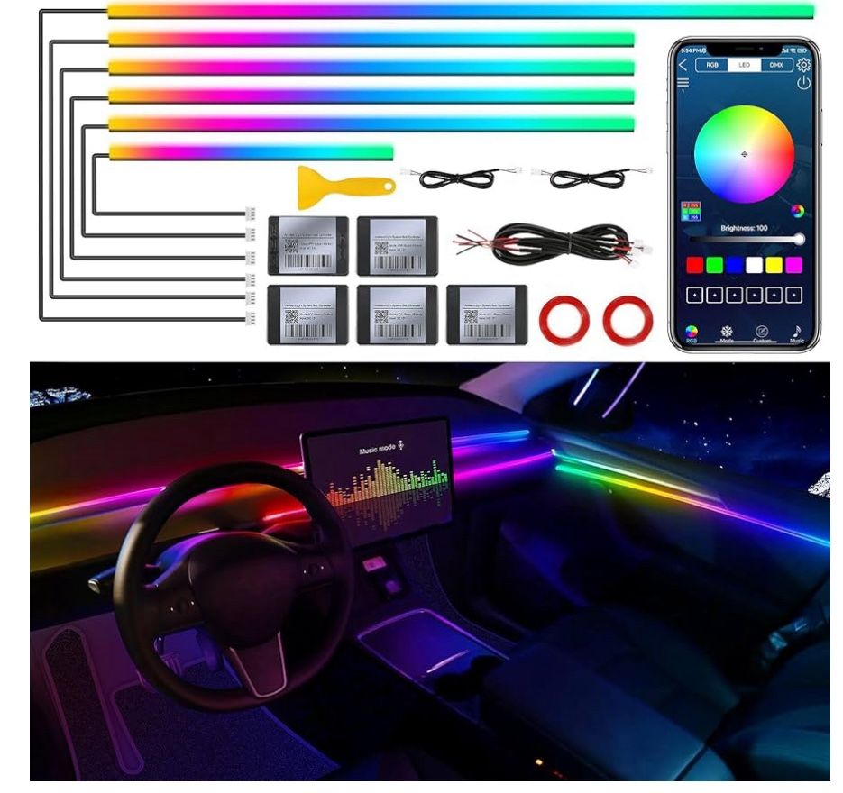 Chasing Music Sync Neon Car Ambient Lighting Kits
