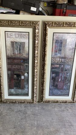 Two Beautiful Framed Pictures With Glass 22”. X 47”