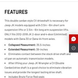 2016 Jeep Wrangler Sport Unlimited Driveshaft 