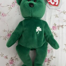 Ty Beanie Baby ERIN Lucky Clover Green  3/17/1997 Irish Teddy Bear Retired 