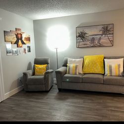 Gray Couch And Recliner 
